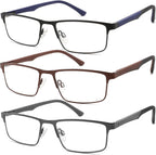 READITEASY 3 Pack Reading Glasses Men 2.75 Blue Light Blocking, Readers Men with Spring Hinge Reduce Eyestrain/UV/Dryness, Mens Reading Glasses 2.75+