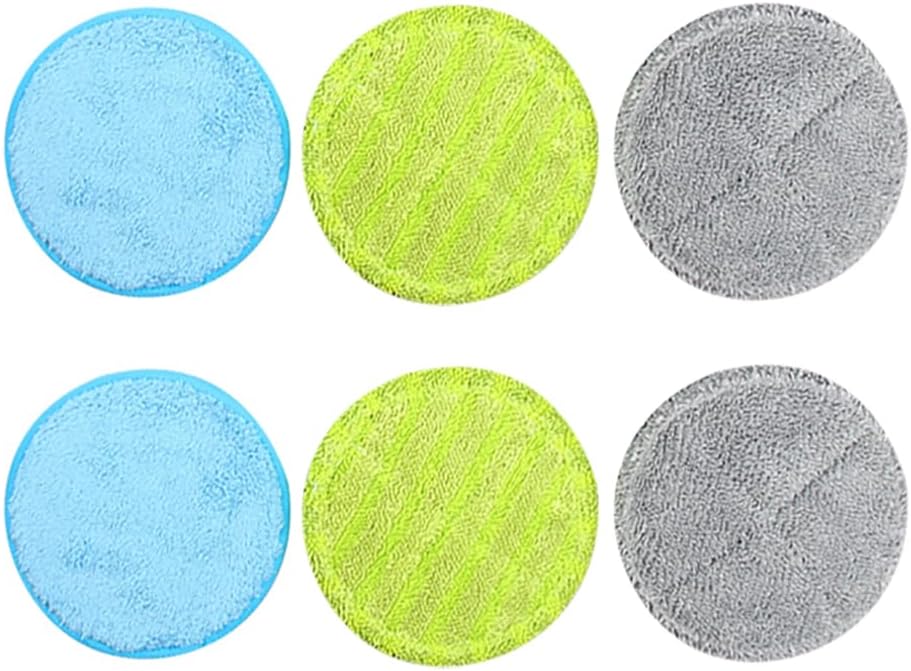 GSHLLO 6 Pcs Reusable Mop Refill Pads Microfibre Cleaning Mop Pads Small Floating Mop Pads Round Electric Mop Heads Wet Floor Mop Pads for Home