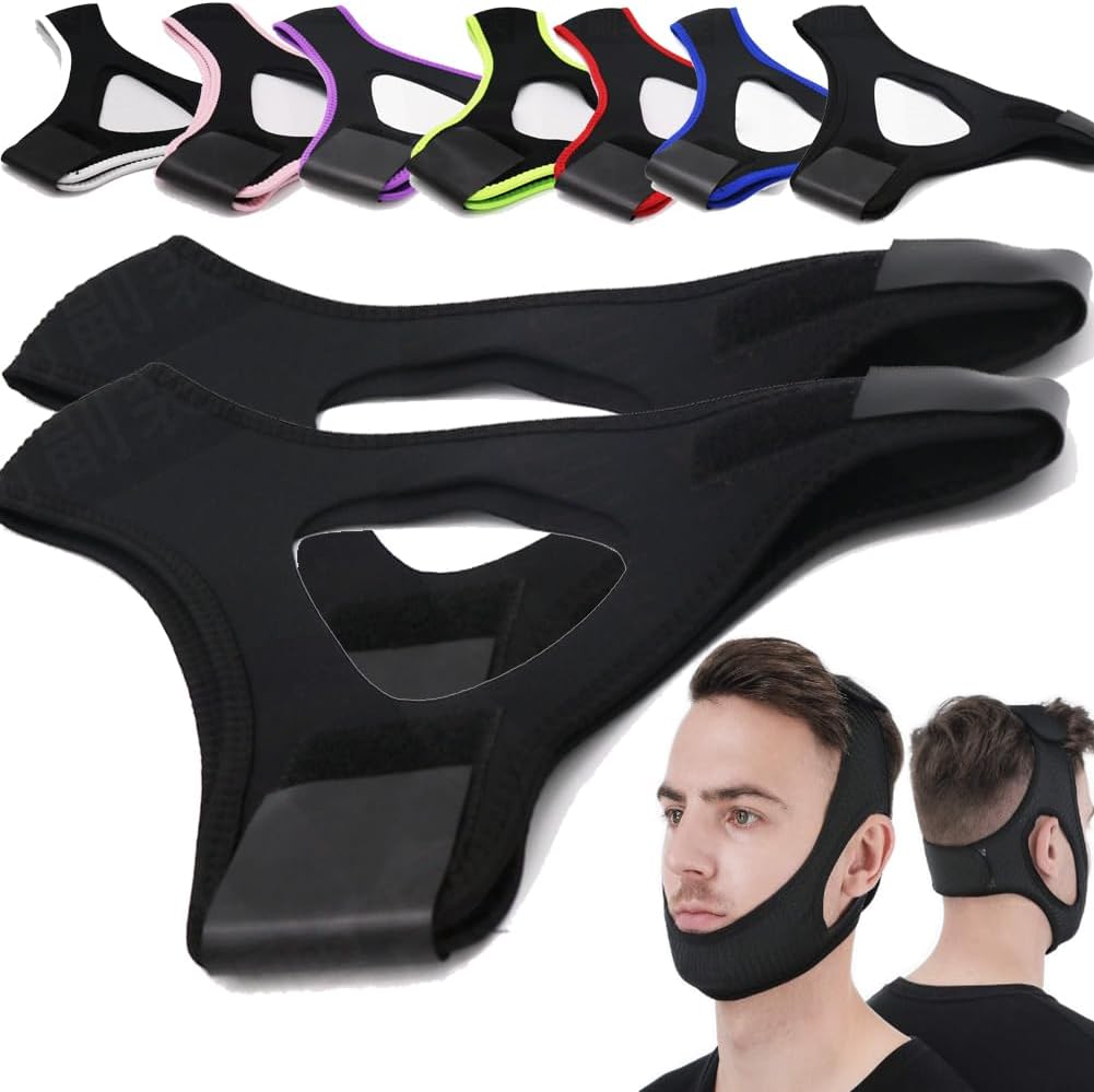 Airflow Jaw Strap Veralabs, Veralabs Air Flow Jaw Strap, Airflow Jaw Strap, Adjustable Jaw Strap for Sleeping Close Mouth, Anti Snoring Chin Strap for Women Men Snoring (Black,3 Pcs)