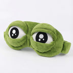Cute Rabbit Sleeping Eye Mask Plush Blindfold Travel Sleep Masks Super Soft Funny Eye Cover for Adult (Green Frog)
