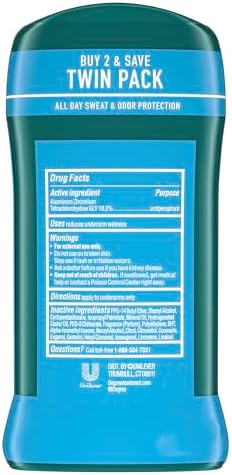 Degree Men Original Antiperspirant Deodorant Cool Rush Twin Pack 48-Hour Sweat & Odor Protection Antiperspirant For Men 2.7 oz