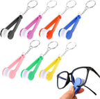 7 Pcs Glasses Cleaner Tool, Mini Sun Glasses Eyeglass Microfiber Spectacles Cleaner with Keychain, Soft Cleaning Cloth Clip for Sunglasses, Eye Glasses Lens Surface Cleaner (7 Colors)