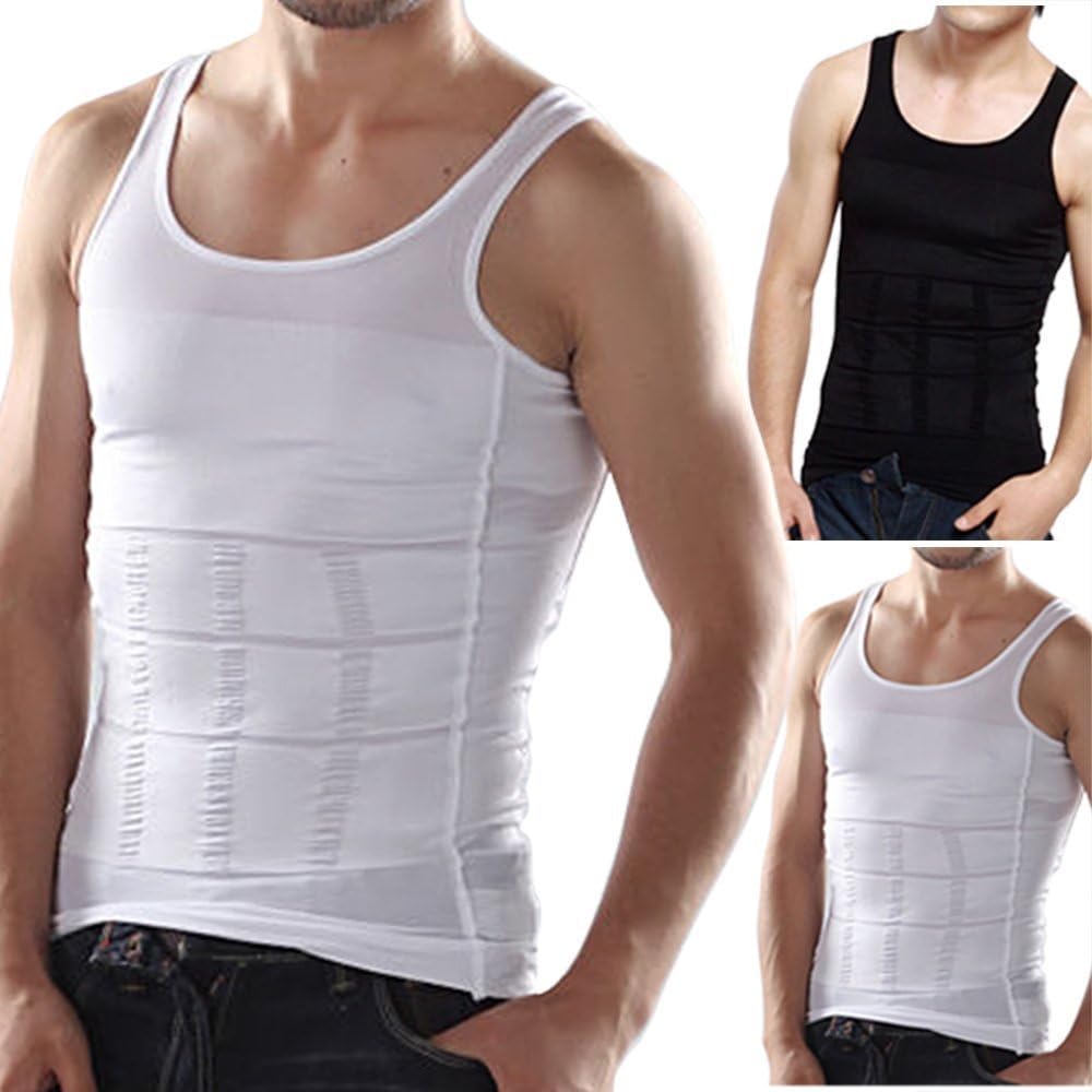Frogwill Mens Posture Correction/Support/Pain Relief Slimming Body Vest Shirt (XXL, White-New)