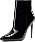 GENSHUO Ankle Boots For Women Pointed Toe 4 Inch High Heel Zipper Stiletto Heels Fall Booties