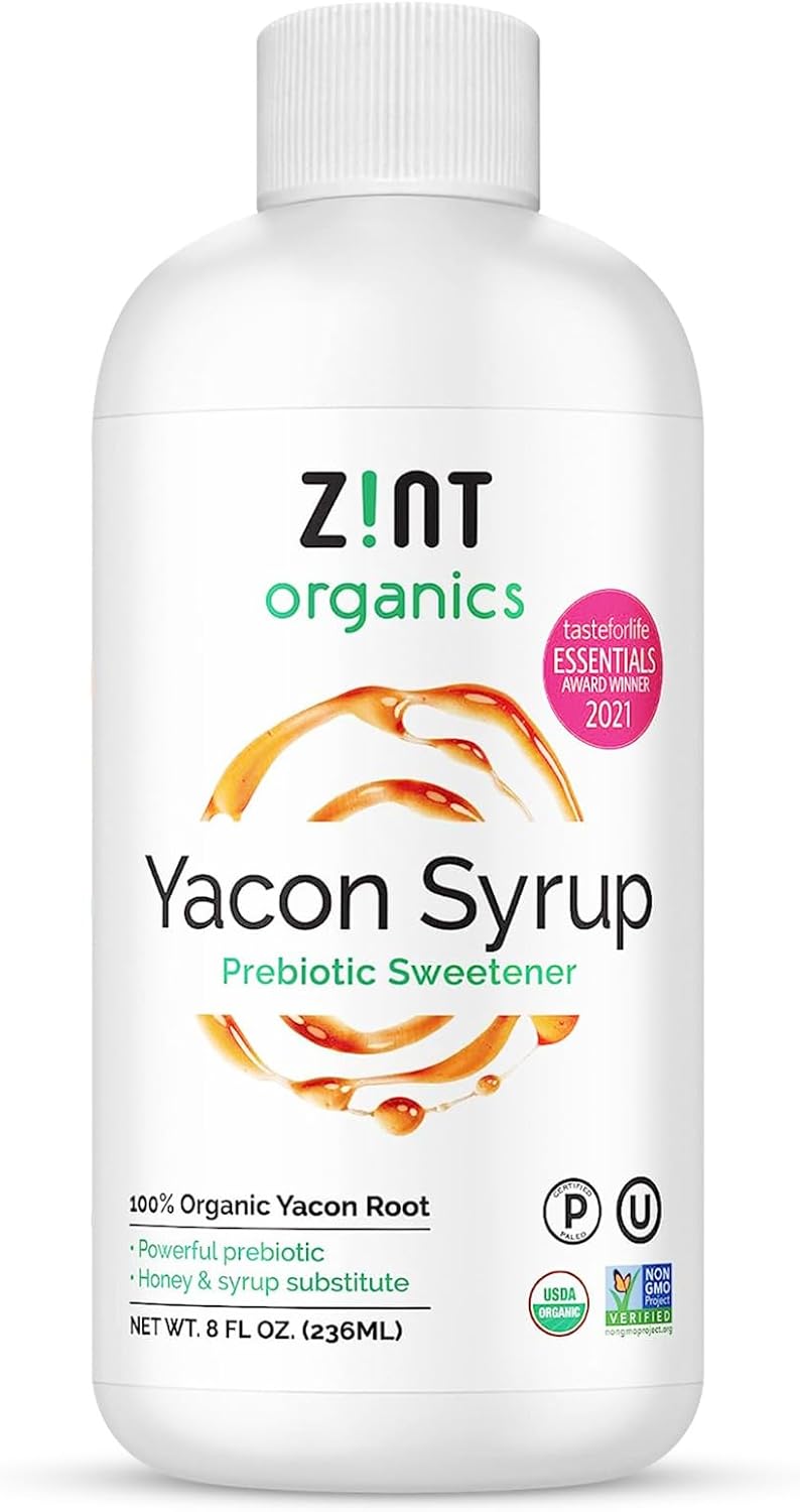 Organic Yacon Syrup - 100% Pure Paleo-Certified Prebiotic Fiber, Natural Sweetener, Non GMO, Pure Yacon Root Superfood - Natural Diet Aid (8 fl oz)