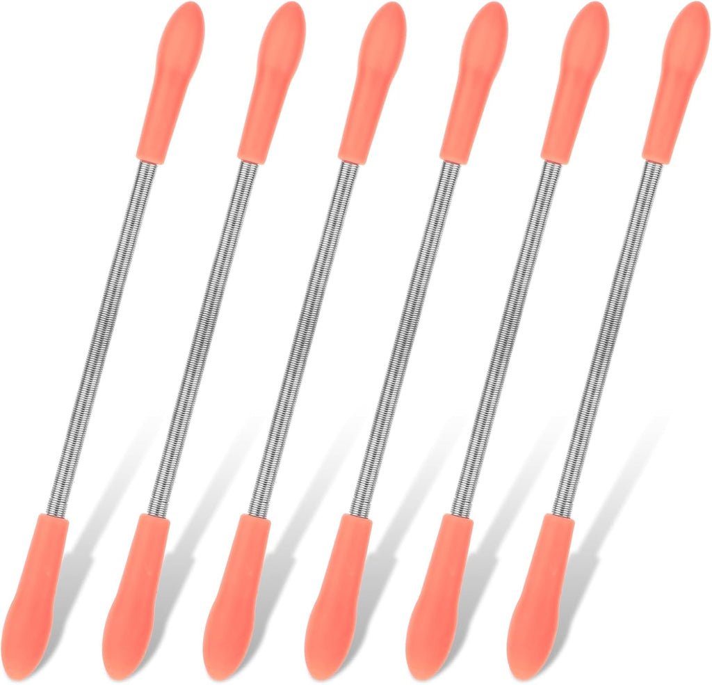 6 Pcs Spring Hair Remover for Face, Hair Removal Tool for Eyebrows, Chin, Cheek and Upper Lip, Portable & Reusable Pink Threading Tool (7.48 Inch, Stainless Steel & Silicone)