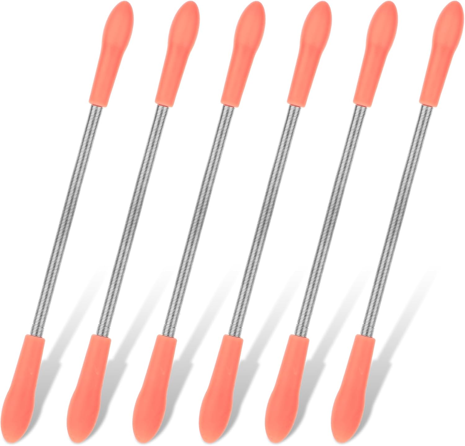 6 Pcs Spring Hair Remover for Face, Hair Removal Tool for Eyebrows, Chin, Cheek and Upper Lip, Portable & Reusable Pink Threading Tool (7.48 Inch, Stainless Steel & Silicone)