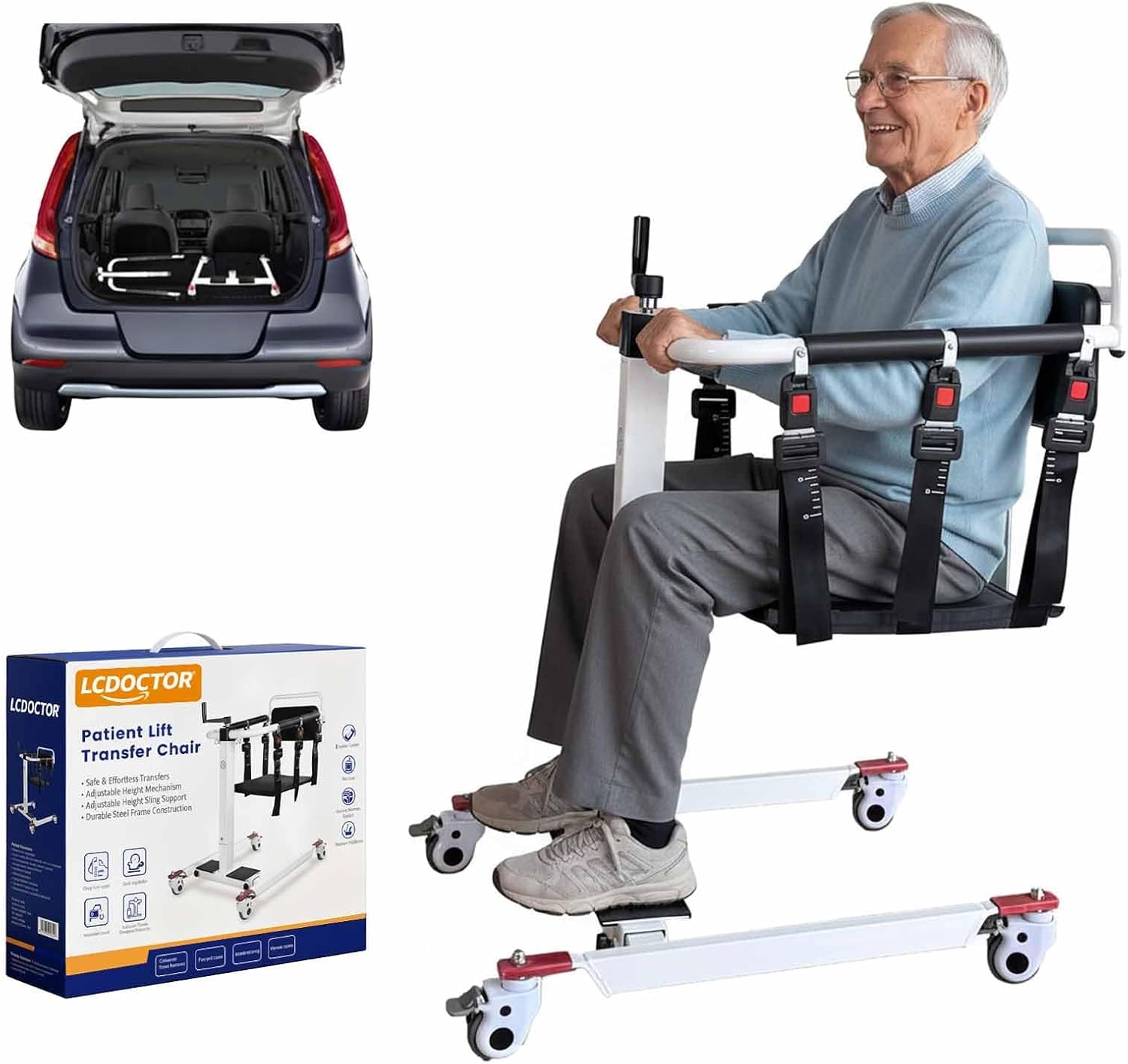 Patient Lift Transfer Chair, Transfer Chairs for Seniors, Lift Assit Chair for Elderly and Disabled, Transfer Wheelchair to Car Device, Sit to Stand Lift Aid, Lift for Home Use