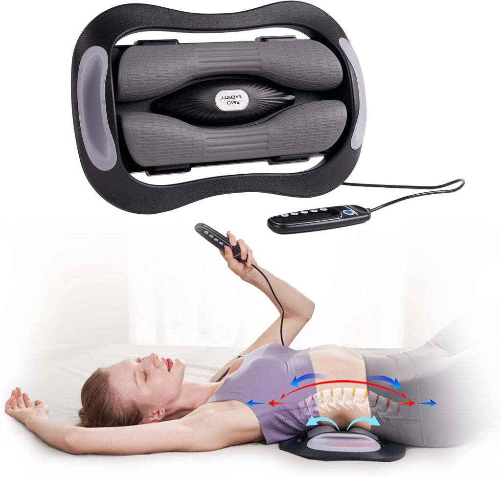 ALPHAY Electric Lumbar Traction Device,Lower Back Traction Device with Dynamic Stretching, 3 Levels of Vibration and Thermal Therapy, Low Back Pain Relief
