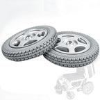 Wheelchair Rear Wheel Assembly (Pair), 12-inch Gray Solid Tire Construction,Rear Wheel Replacement for Electric Wheelchair, Aluminum Alloy Wheel Hub