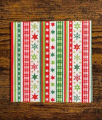 IHR Ideal Home Range Cocktail Napkins Disposable 3-Ply Paper Party Napkin Pack, 5" x 5", Stripes And Stars (Red/Green), 20-Count