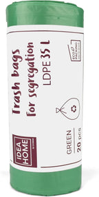 D.RECT Bin Bags 35L - Bin Liners 20 Pieces - Rubbish Bags - Bin Bag Perfect for Everyday Use, Household, Office, Kitchen & Caterers, Green