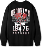 Men's Letter Graphic Print Sweatshirt Long Sleeve Crewneck Drop Shoulder Pullover Tops