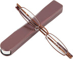I-Mag Mini Slim Metal Spring Hinge Reading Glasses with Slide Open Hard Case (Brown, 2.00) by I-Mag Reading Glasses