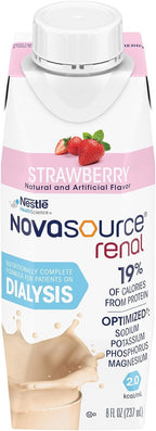 Nestle Novasource Renal Nutritionally Complete Formula Strawberry 8 oz Carton 24 Ct