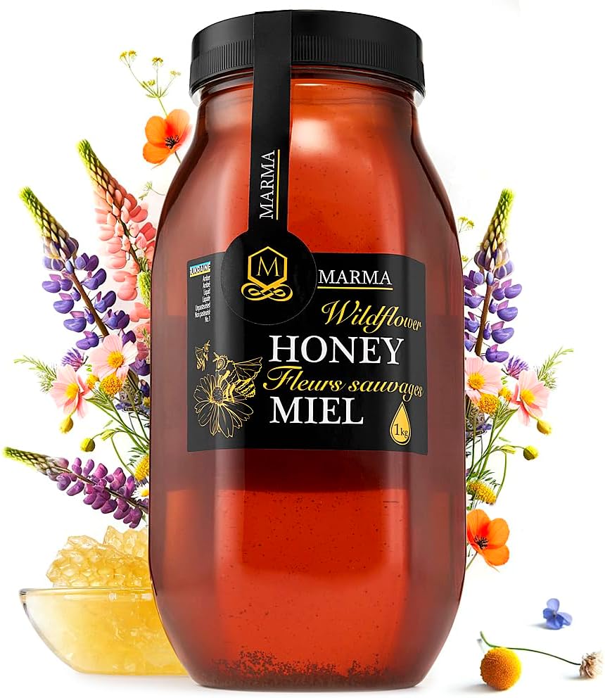 HONIGMA® Marma Wildflower Honey | Authentic Raw Honey from Ukraine | 100% Pure & Unpasteurized | 1000g/35.2oz | May Arrive Crystallized or Partially Crystallized | Pack of 1