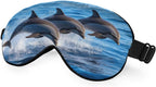 Dolphin Family Silk Eye Mask Sleep Mask Cartoon Whale Clear Blue Waters Ocean Sea Marine Life Eye Mask with Adjustable Strap Lightweight for Women Work Travel Night Sleep