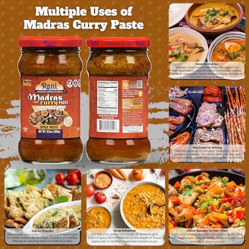 Rani Madras Curry Cooking Spice Paste 10.5oz (300g) Glass Jar ~ No Colors | All Natural | NON-GMO | Vegan | Gluten Free | Indian Origin