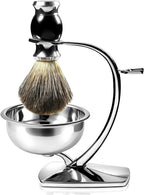 GRUTTI Shaving Bowl, Stand and Brush Set - 3-Piece Magnetic Base Bowl, Chrome Alloy Stand & Synthetic Brush | Razor Not Included