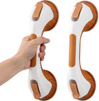 TAILI Grab Bars for Bathtubs and Showers 2 Pack Suction Grab Bar, Heavy Duty Shower Handle Removable Bath Handrails for Seniors and Elderly, Bathroom Safety Grip No Drilling Waterproof, Wood Grain