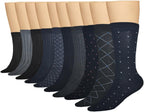3KB Men's Dress Socks (10 Pairs Per Pack) - Variety of Patterns and Sizes