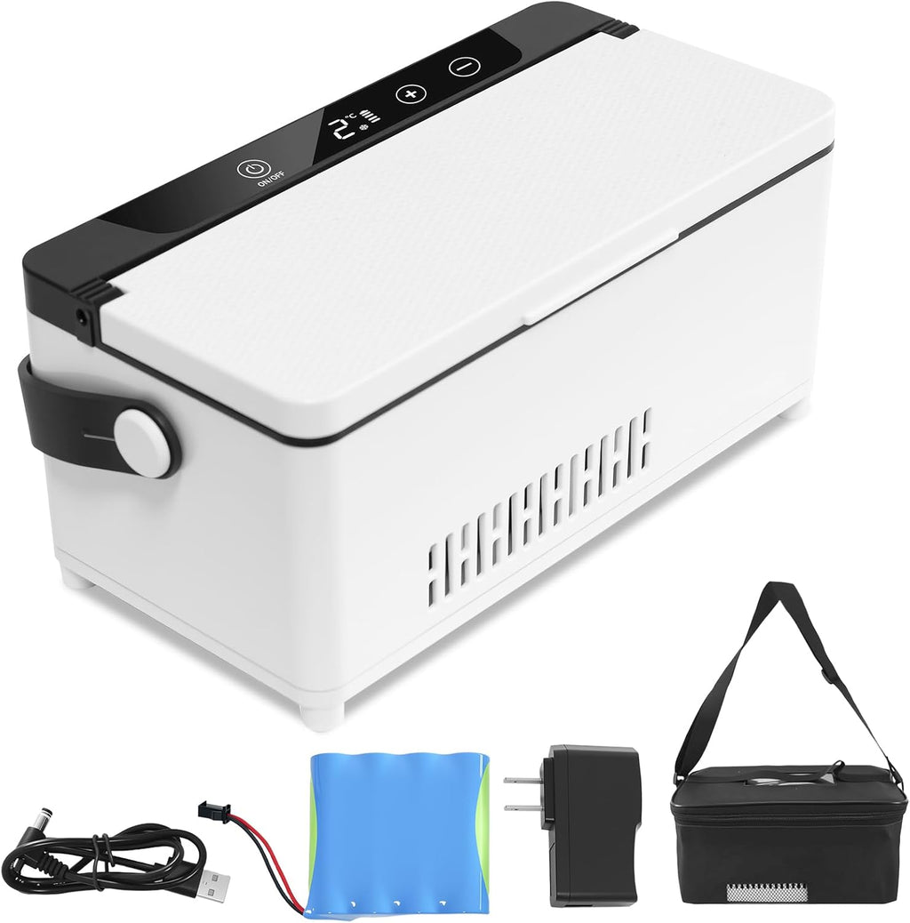 Electric Insulin Cooler Travel Case, Mini Insulin Fridge Box, Portable Insulin Refrigerator, Diabetic Insulin Cooler, TSA Approved Temperature Control LED Display, Rechargeable Battery