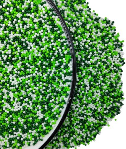 Homankit White and Green Nonpareils Sprinkles St Patrick's Day Sprinkles Edible Cookie Decorations Mini Pearls for Decorating Cake, Baking, Cupcake Toppers, Ice Cream, Donuts 3.88 Ounce