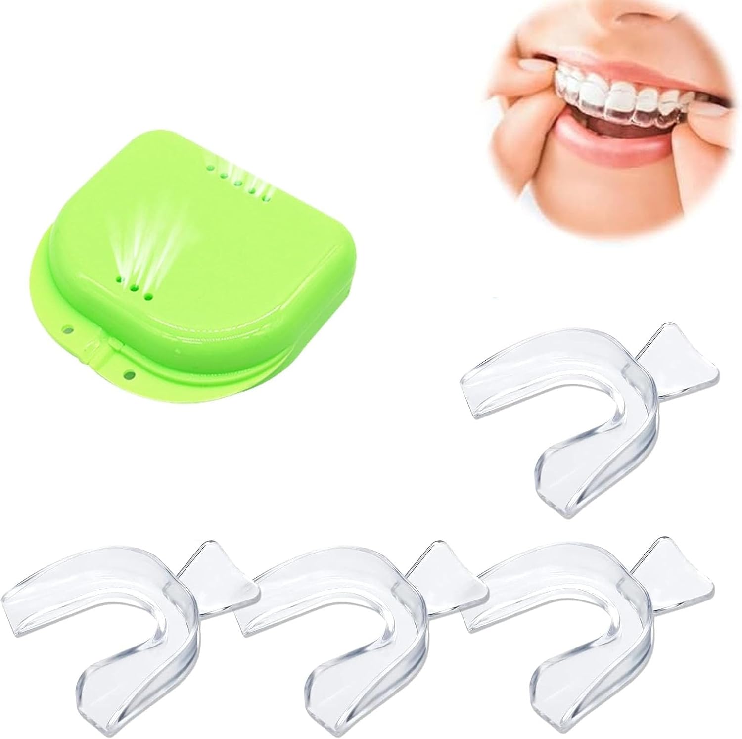 4PCS Dental Trays for Whitening Teeth Thermoplastic Teeth Whitening Mouth Trays Tooth Mouth Guard Whitening Teeth Trays with Case Mouth Guard Care Oral Hygiene Tooth Tool