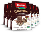 Loacker Quadratini Cocoa & Milk Wafer Cookies LARGE - 30% Less Sugar - Premium Crispy Bite Size Cocoa Wafers - NON-GMO - LARGE Pack of 6