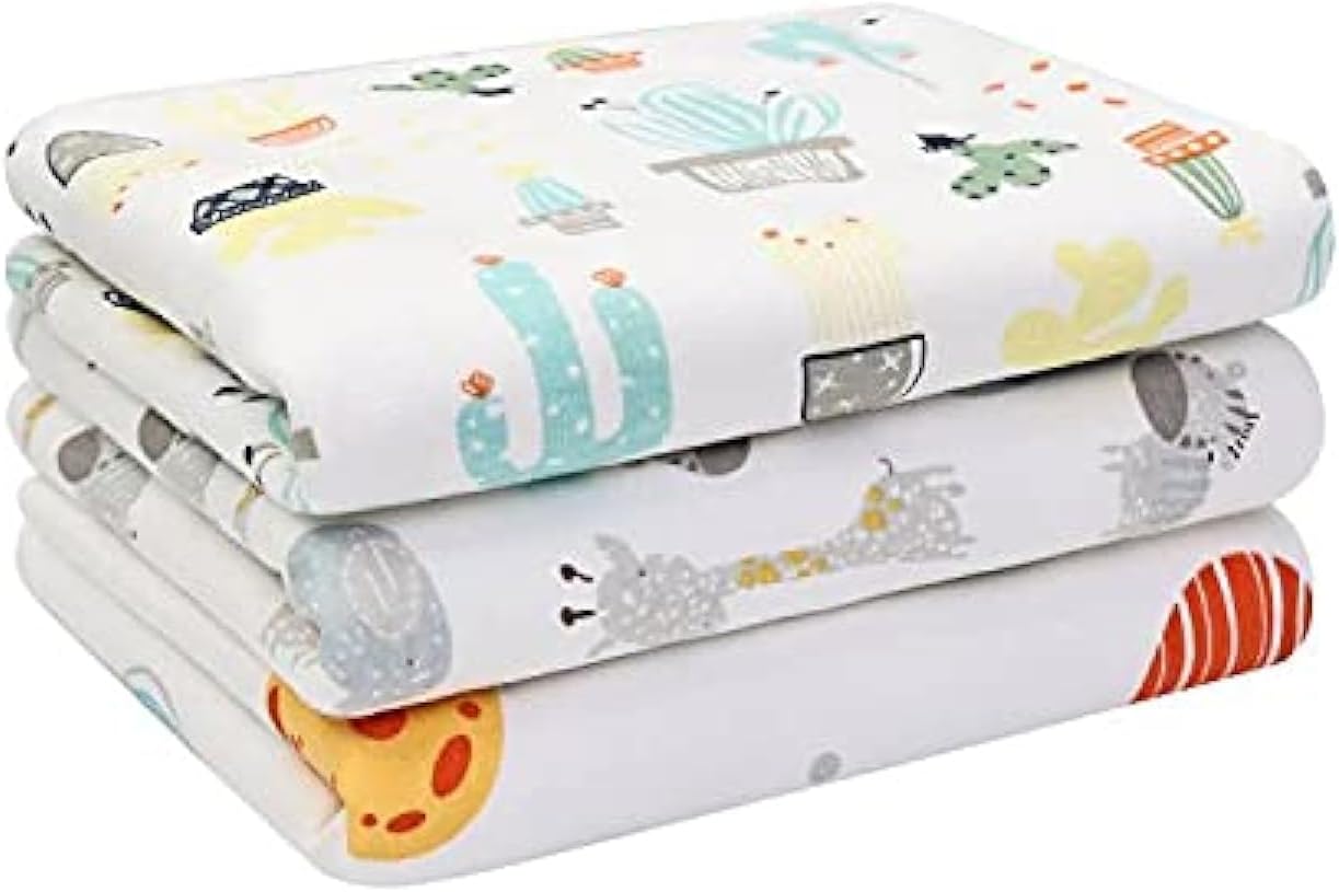 Baby Diaper Changing Pad Liners(22X27.5 inches) Soft Cotton Waterproof Changing Mat for Baby Underpads Mattress Mat Sheet Protector Portable Reusable Urine Pads for Travel Gear Pack of 3