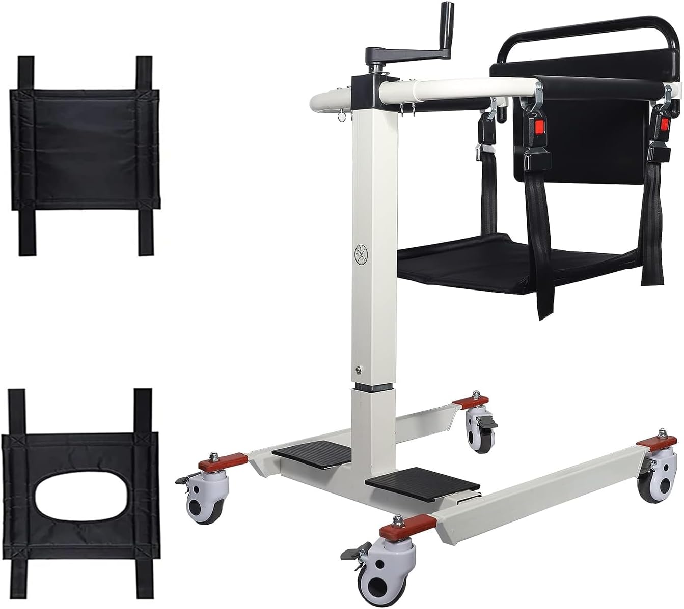 Patient Lift Transfer Chair Lift for Home Wheelchair,Portable Car Lift Bedside Commode Chair Steel Lift Aid, Adjustable Height Bathroom Wheelchair for Caregivers Elderly Living (Without Bedpan)