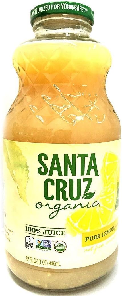 Santa Cruz Organic 100% Juice Lemon, 32 oz (Pack of 6)
