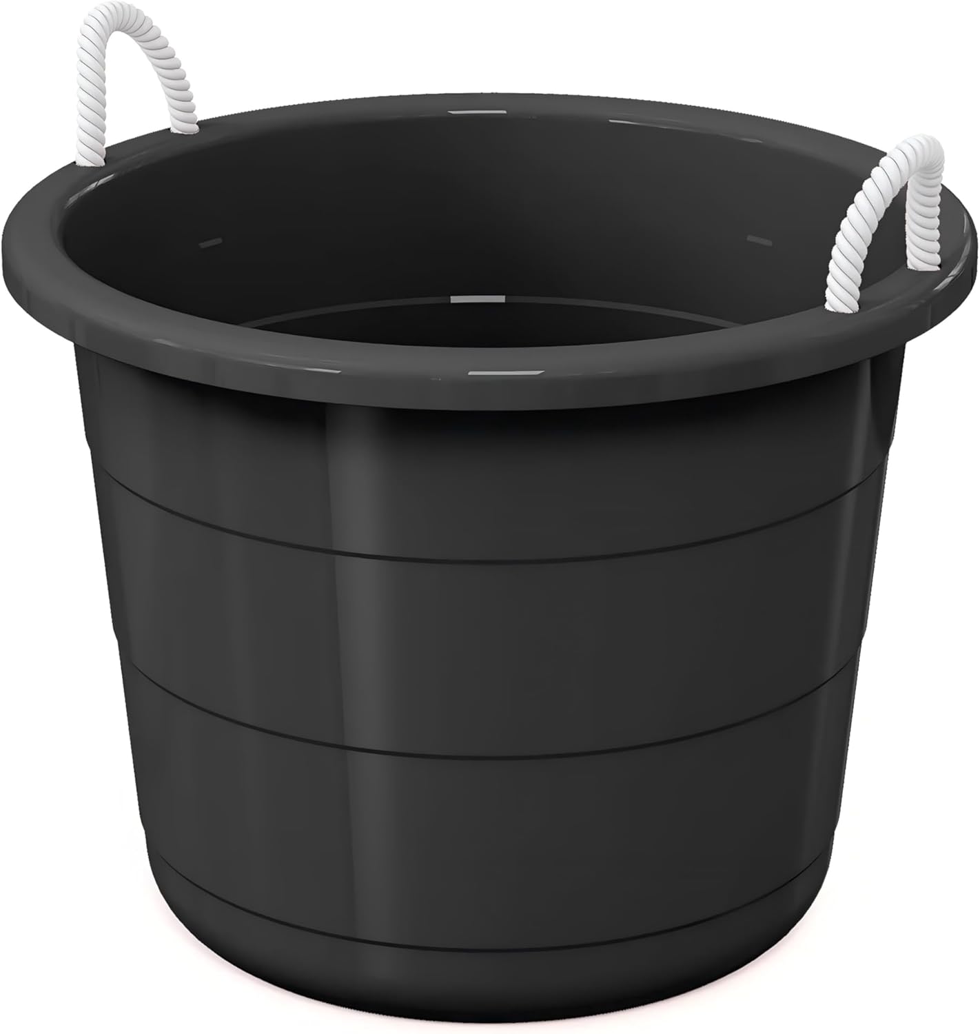 17 Gallon Plastic Tub with Rope Handles, Black
