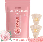 Hard Wax Hair Removal Beads - Painless Waxing for Sensitive Skin, Full Body Wax Beans with 20 Sticks for Women Men Bikini Brazilian, Armpit, Home Use (Rose, 1.1lb/17.6oz)