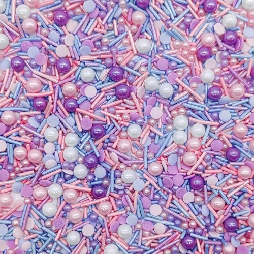 Purple Series Sprinkles Candy Mix Size Edible Pearls Cake Decorations Cupcake Toppers Cookie Decorating Perfect for Wedding Party Valentine Halloween Christmas Supplies 4.58OZ