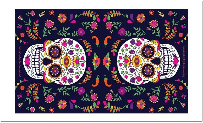 Day of The Dead Sugar Skull Set of 2 Decorative Towels for Bathroom & Kitchen (Black)