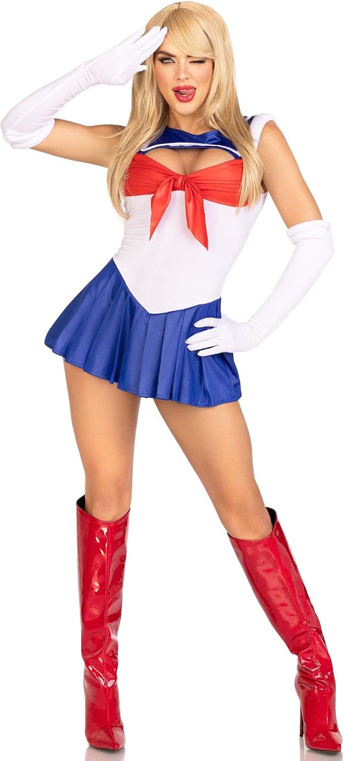 Leg Avenue Women’s 3 PC Sexy Sailor Halloween Costume, Bodysuit with Skirt
