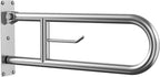 23.6 Inch Foldable Toilet Grab Bars, Bathroom Stainless Steel Handrails with Paper Holder, Handicapped Flip-Up Handles, Senior Safety Rails, Wall Mounted Hand Grips, for Elderly, Disabled, Pregnant