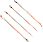 Pimple Popper Tool Kit-4 Pcs Acne Needle Tools Set- Blackhead Comedone Whitehead Popping Remover Tool for Nose Face Skin Blemish Extractor Tool - Rose Gold