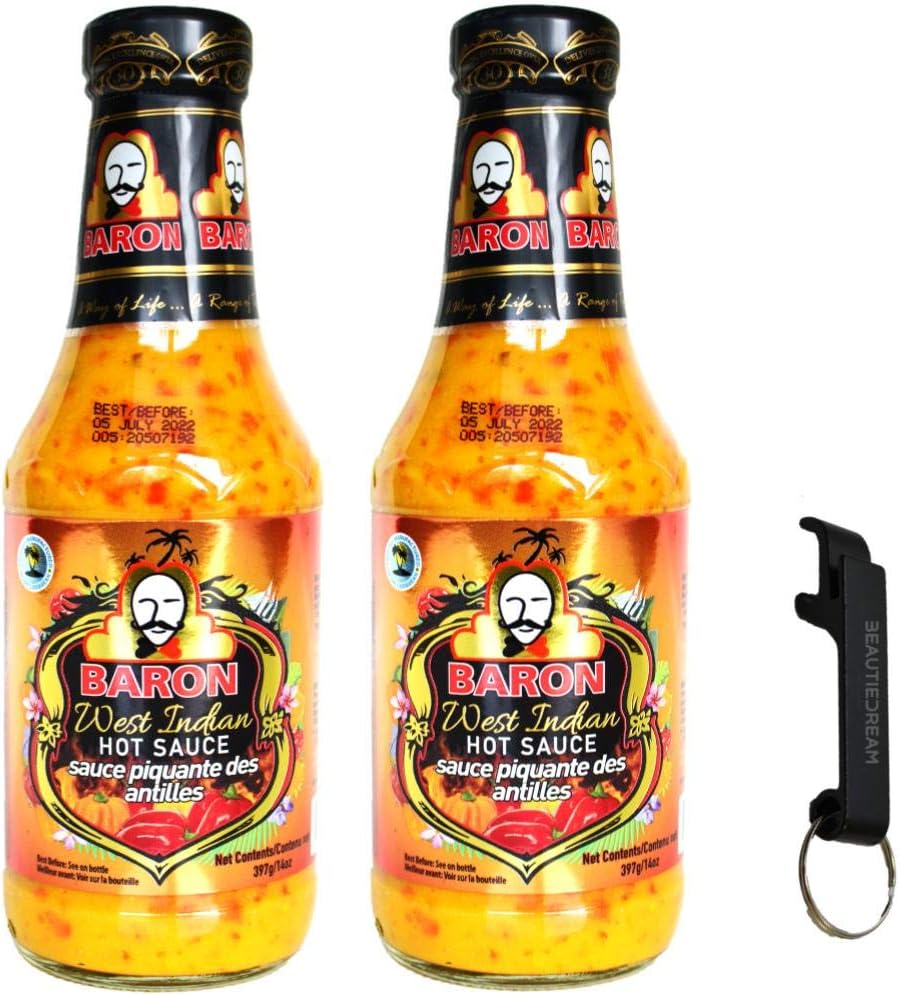 Baron West Indian Hot Sauce 14oz (397 g) 2-Pack – Product of St. Lucia – Curated & Packaged by ODatzGood