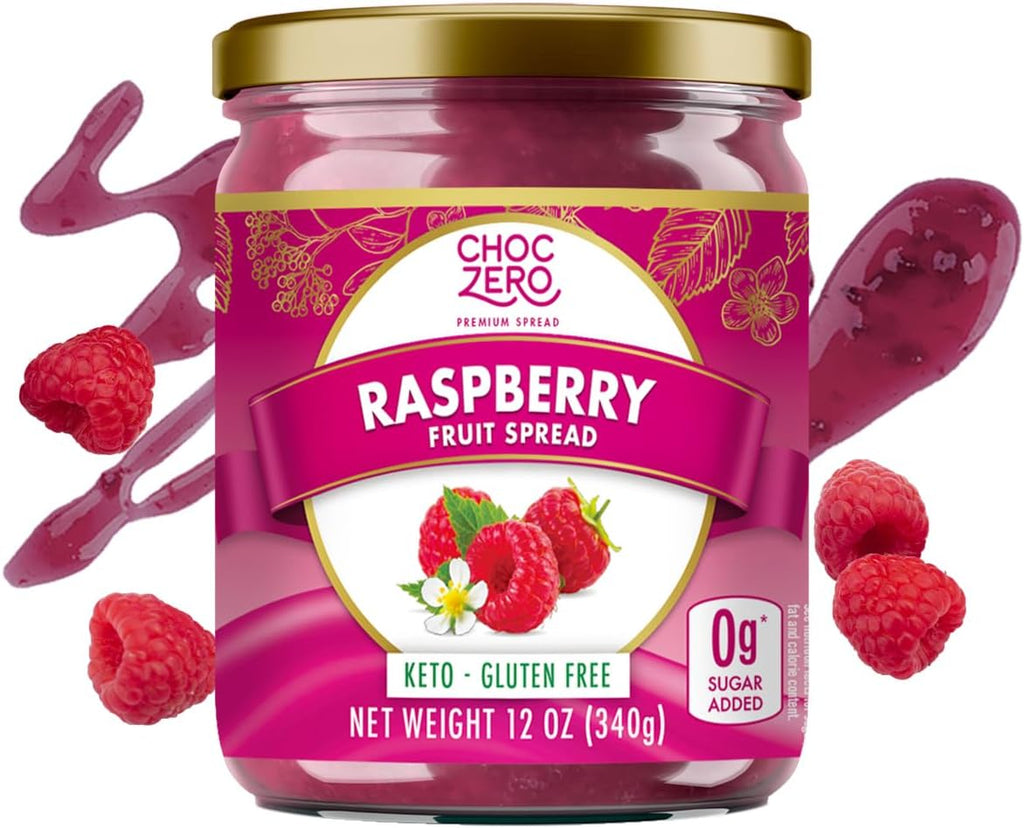 ChocZero Raspberry Jam Preserves, No Added Sugar, Keto Fruit Spread, Great Source of Fiber, All Natural, 12 Ounces (Pack of 1)