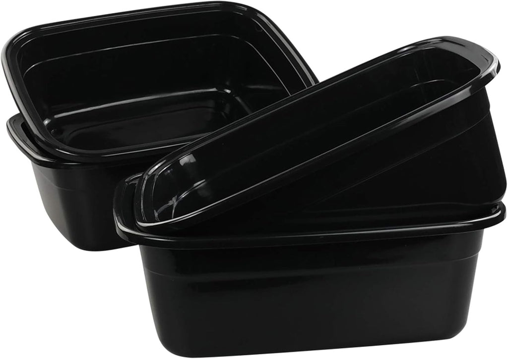 Vababa 4-Pack 12 Quart Black Plastic Dish Pan/Wash Pan Basin, Set of 4