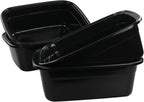 Vababa 4-Pack 12 Quart Black Plastic Dish Pan/Wash Pan Basin, Set of 4