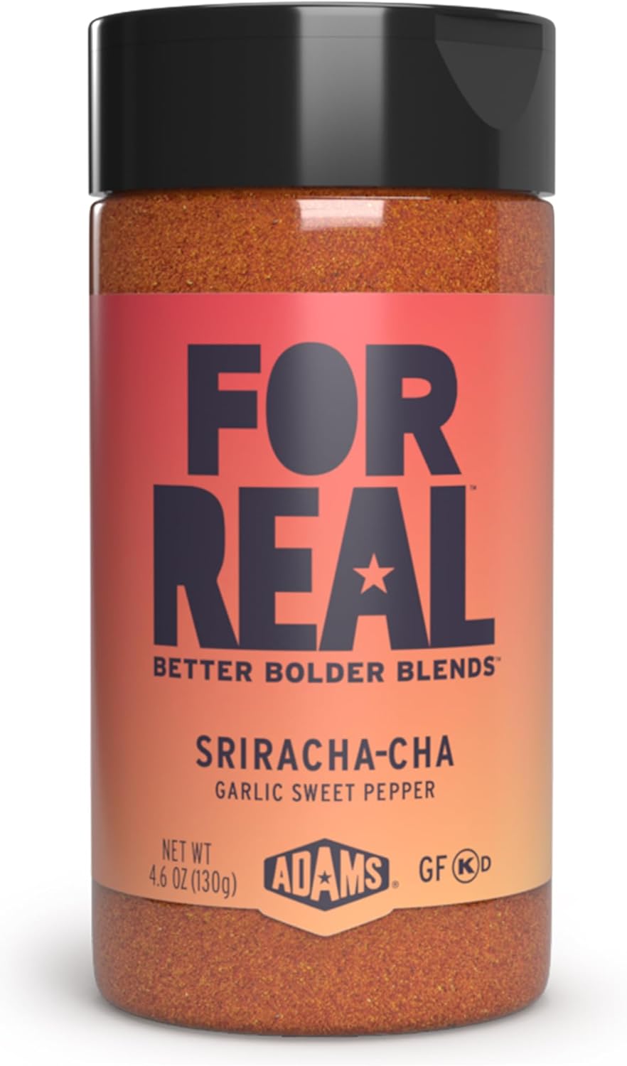FOR REAL Sriracha-Cha Seasoning - Creamy Garlic & Sweet Pepper Blend for Shrimp, Wings, Chicken & Veggies - Gluten Free, Kosher, No Seed Oils or MSG - Medium Heat Kick - 4.6oz