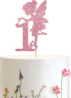 Rose Gold Fairy 1st Birthday Cake Topper - Garden Fairy Themed Decoration for 1st Anniversary/Girl's Birthday Party