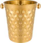 BARsics 5-Quart Metal Golden Champagne Bucket, Hammered Mirror Finish Stainless Steel Ice Bucket for Party, Wedding, Banquet (Gold)