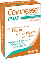 HealthAid ColonEase Plus – Herbal Digestive Support with Probiotics | Aloe Vera, Peppermint Oil, Clary Sage Oil & Parsley Seed | 60 Vegetarian Capsules
