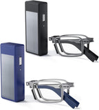 Hubeye Ultra Thin Folding Reading Glasses for Men 2 Pack Blue Light Blocking Compact Computer Foldable Readers With Case