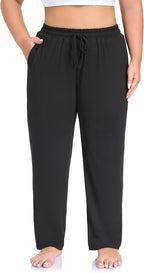 ZERDOCEAN Women's Plus Size Casual Yoga Pants Straight Leg Comfy Relaxed Joggers Lounge Pants Drawstring with Pockets