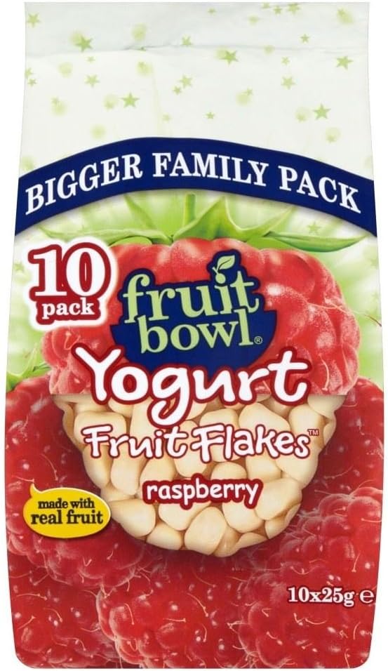 Fruit Bowl Fruit Flakes Raspberry with a Yogurt Coating (10x25g) - Pack of 2